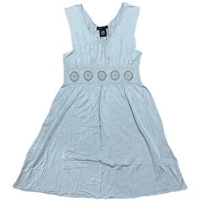 BCBGMaxazria Smocked Elastic Sparkle Waist Sleeveless Dress Gray Size Medium